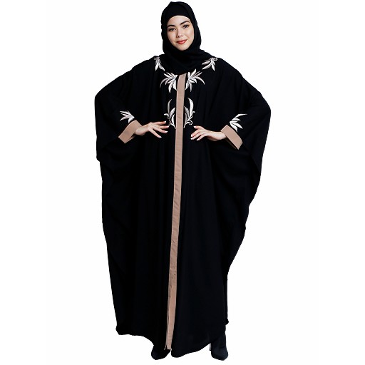 Front open kaftan with embroidery work- Black